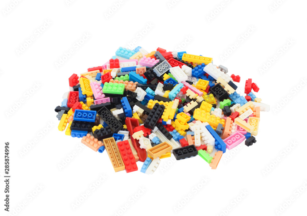 Colorful plastic block toy isolate on white background Colorful plastic block toy isolate on white background