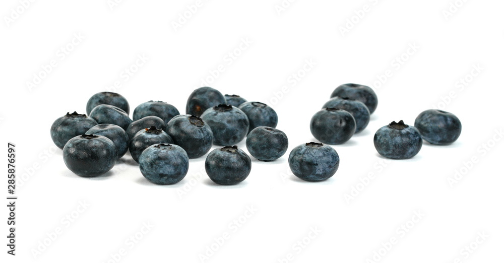 Sweet blueberries isolated on white .