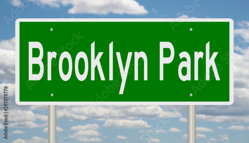 Rendering of a green highway sign for Brookyn Park Minnesota photo