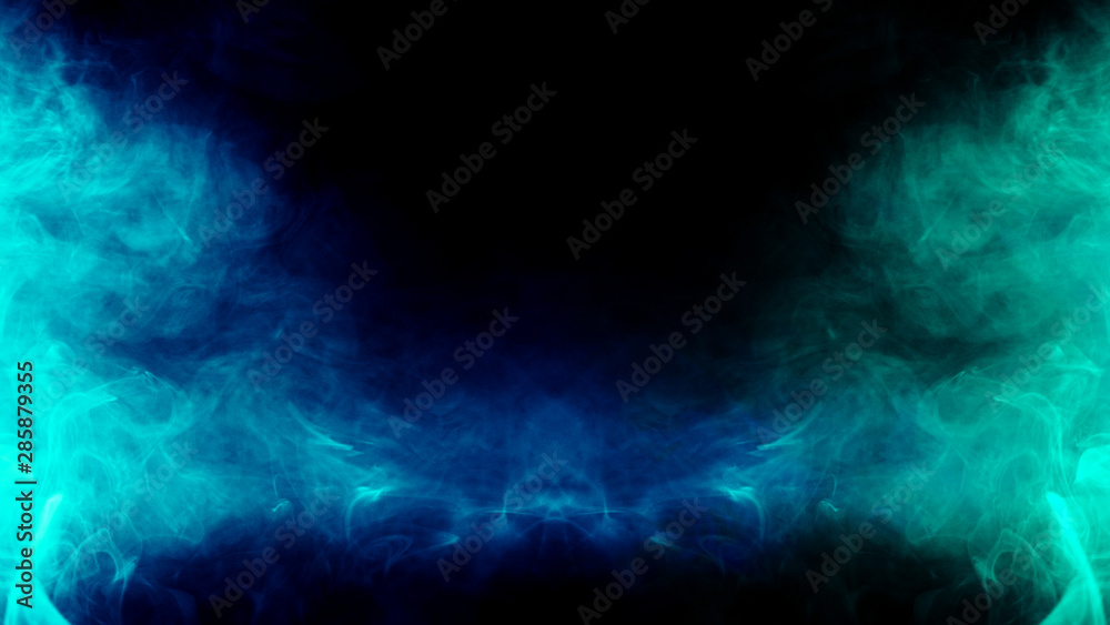 Abstract art colored smoke  on black isolated background