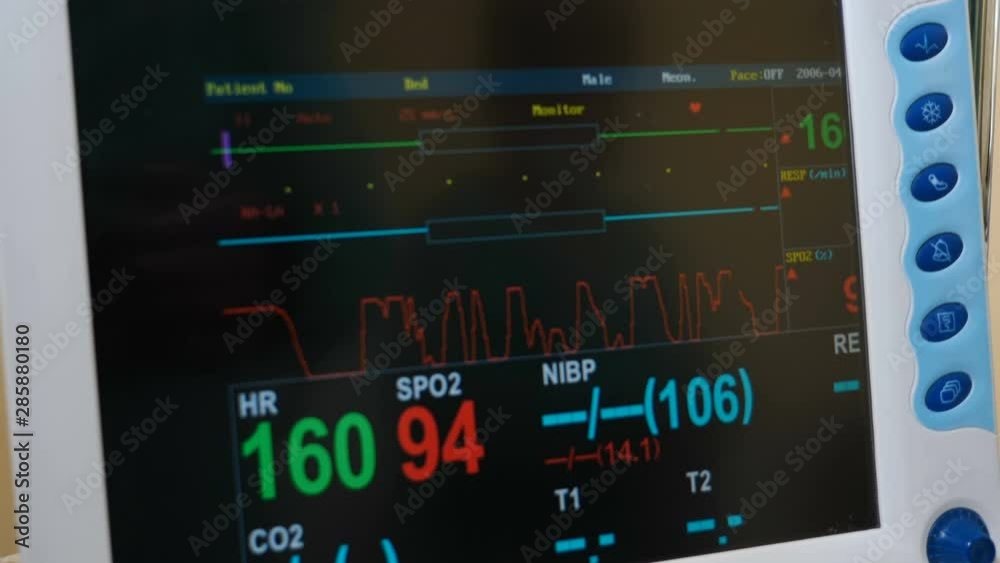 Infant health concept. Multi-parameter patient monitor screen. Medical ...