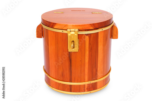 wood chest money box with a coin slot
