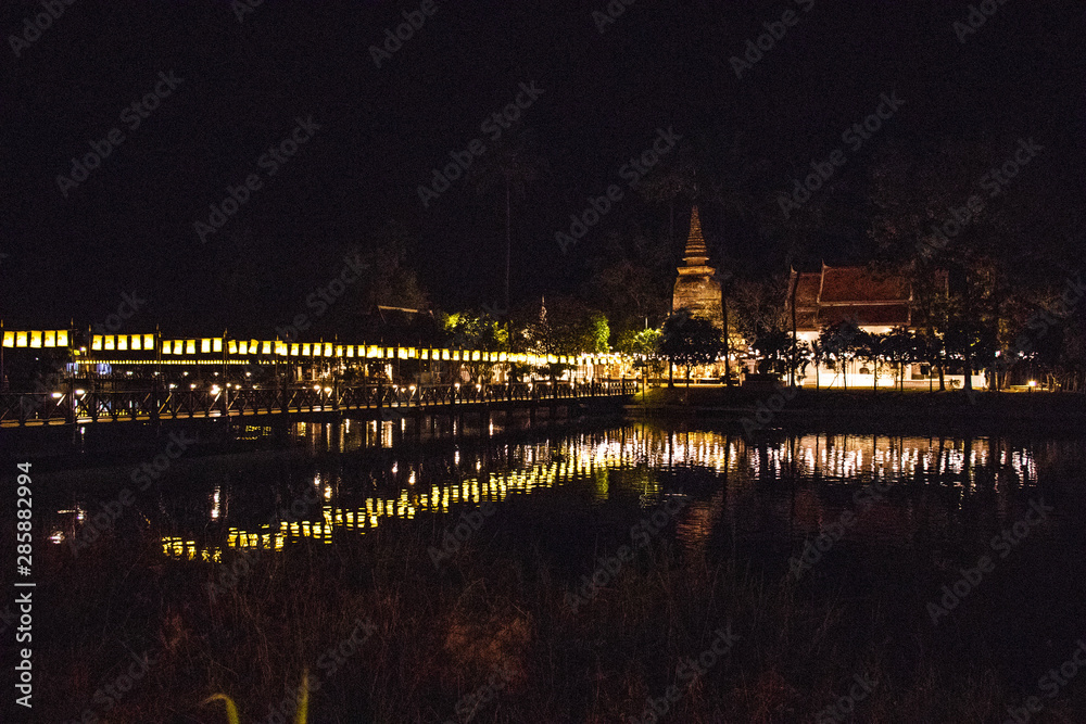 A beautiful view of buddhist temple in Sukhothai, Thailand