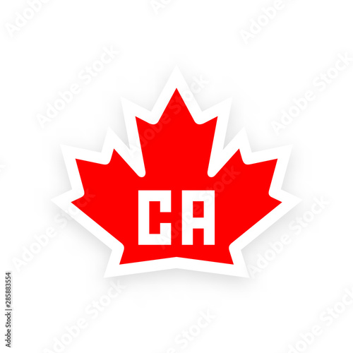Canada symbol with Canadian red maple leaf