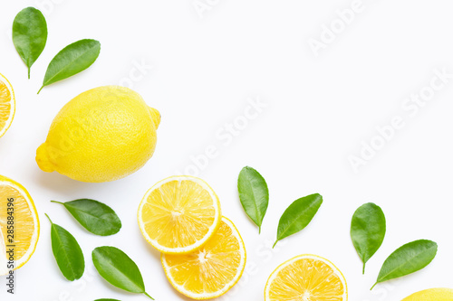 Wallpaper Mural Fresh lemon with slices isolated on white. Torontodigital.ca