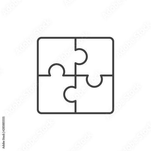 Puzzle vector concept icon or symbol in thin line style