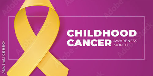 Yellow ribbon with copy space for your text. Childhood Cancer Awareness Month typography. Medical symbol in September. Vector illustration for banner, poster, flyer. EPS10