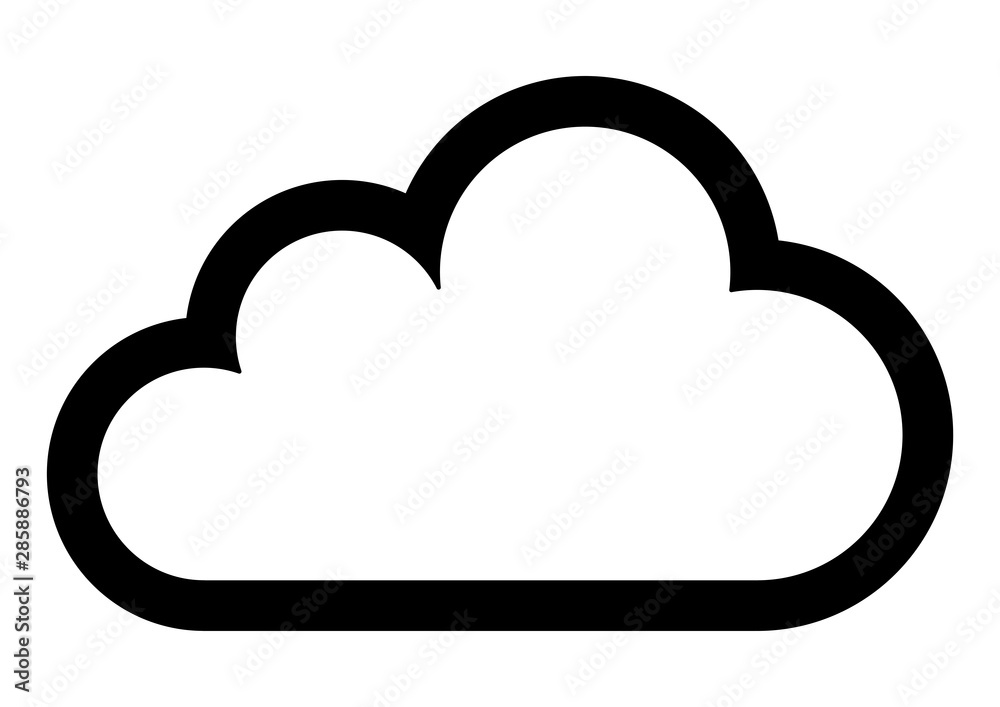 Naklejka gz430 GrafikZeichnung - german: Wolke / english: cloud - close-up - simple icon isolated on white background - template g8471