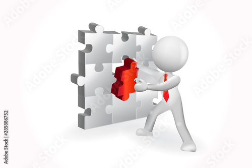 3D man finishing a puzzle logo vector image