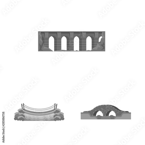 Isolated object of design and construct logo. Collection of design and bridge vector icon for stock.