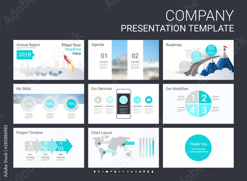 Presentation slide template for your company with infographic elements, design cover all styles and creative used to provide your audience with a quick overview of your business plan idea to investor.