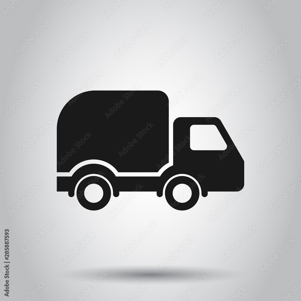 Delivery truck sign icon in flat style. Van vector illustration on isolated background. Cargo car business concept. Delivery truck sign icon in flat style. Van vector illustration on isolated background. Cargo car business concept.