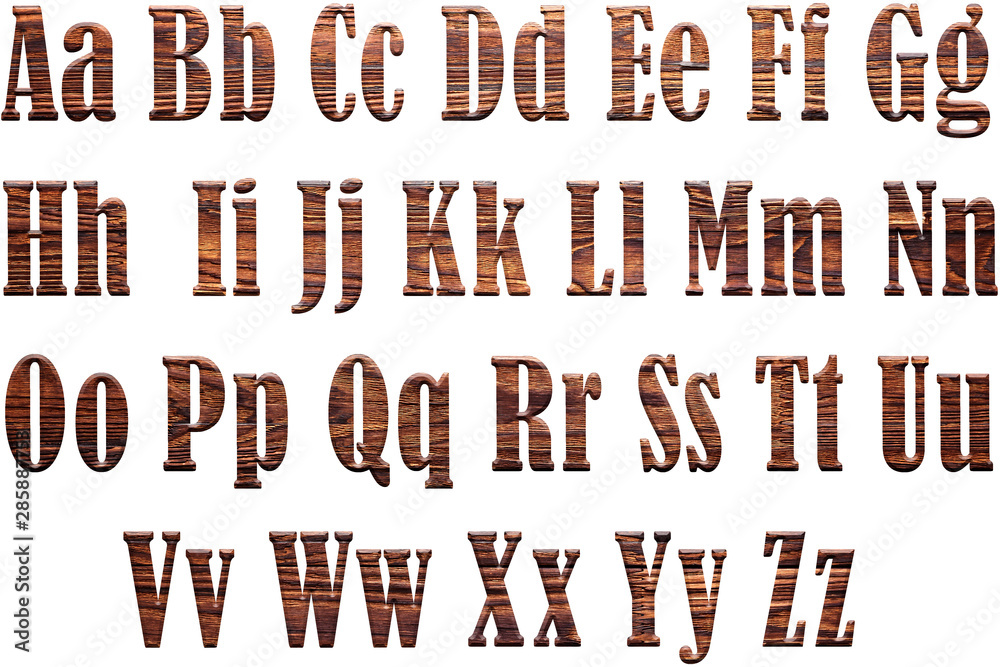 Font. English alphabet with transparency of wooden texture. Font. English alphabet with transparency of wooden texture.