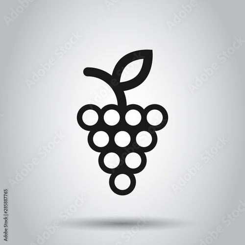 Grape fruits sign icon in flat style. Grapevine vector illustration on isolated background. Wine grapes business concept.