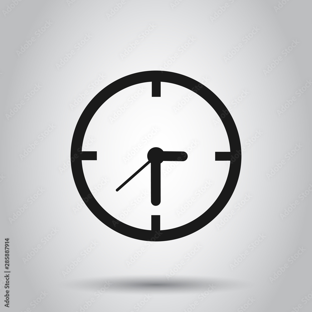 Clock sign icon in flat style. Time management vector illustration on isolated background. Timer business concept. Clock sign icon in flat style. Time management vector illustration on isolated background. Timer business concept.