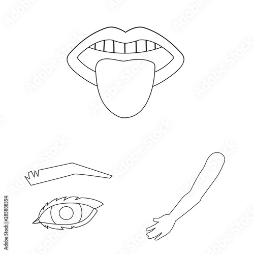 Vector design of body and part icon. Set of body and anatomy stock vector illustration.