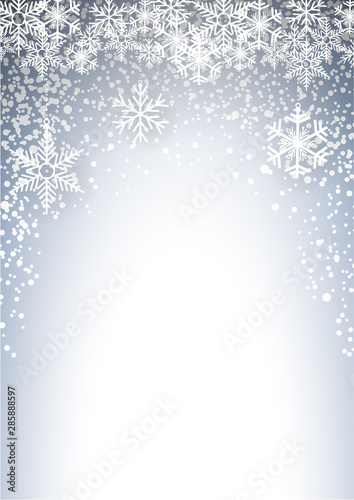 Vector Winter Background. A cold Christmas with snowfall and ice crystals