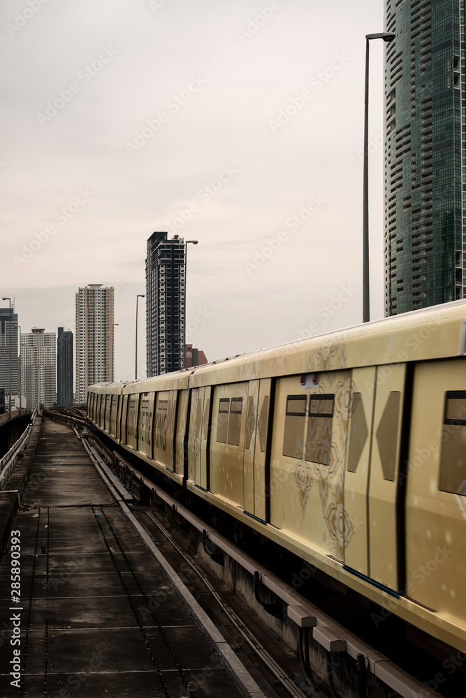 Bangkoks Skytrain BTS with Skyline in the Background