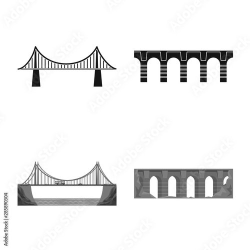 Vector illustration of connection and design sign. Collection of connection and side stock vector illustration.