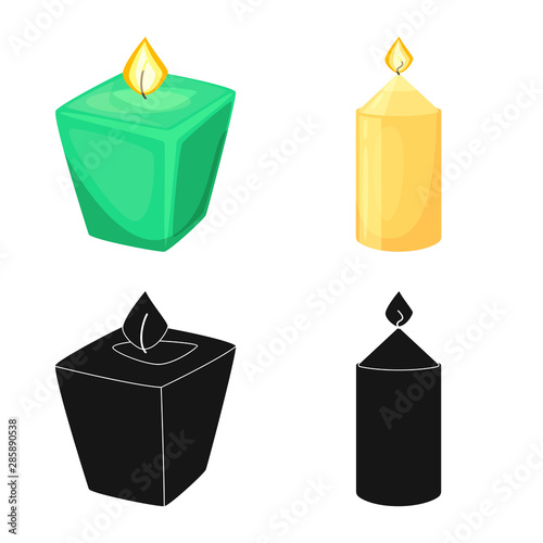 Vector illustration of relaxation and flame sign. Collection of relaxation and wax stock vector illustration.