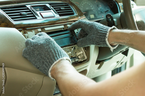 Repairing car front panel, Car service.