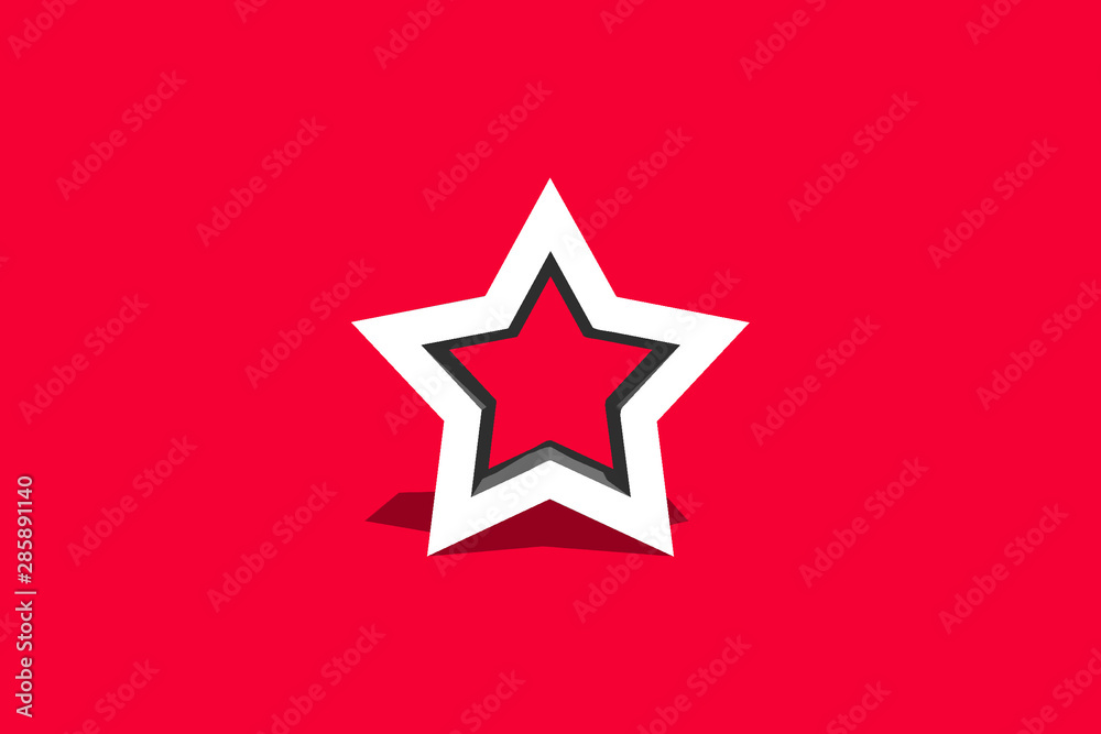 Star with red background and long shadow Star with red background and long shadow