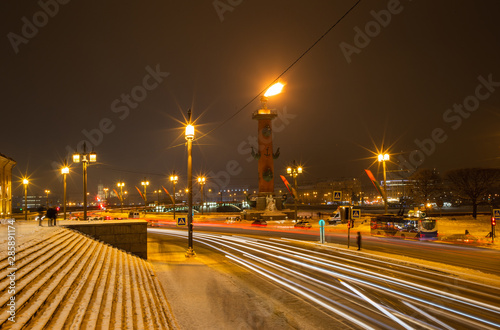 traffic in the city at night