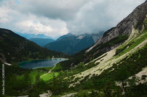 Hike to Seebensee, an alpine lake in Tyrol, Austria, near the Zugspitze