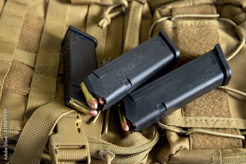 handgun magazines. concept of weapons and ammo clip