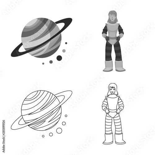 Vector illustration of astronomy and technology symbol. Collection of astronomy and sky stock symbol for web.