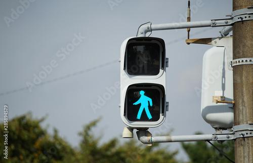 Signal for the Japanese walker whom a green light turns on