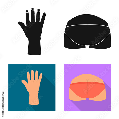 Vector design of body and part sign. Set of body and anatomy stock vector illustration.