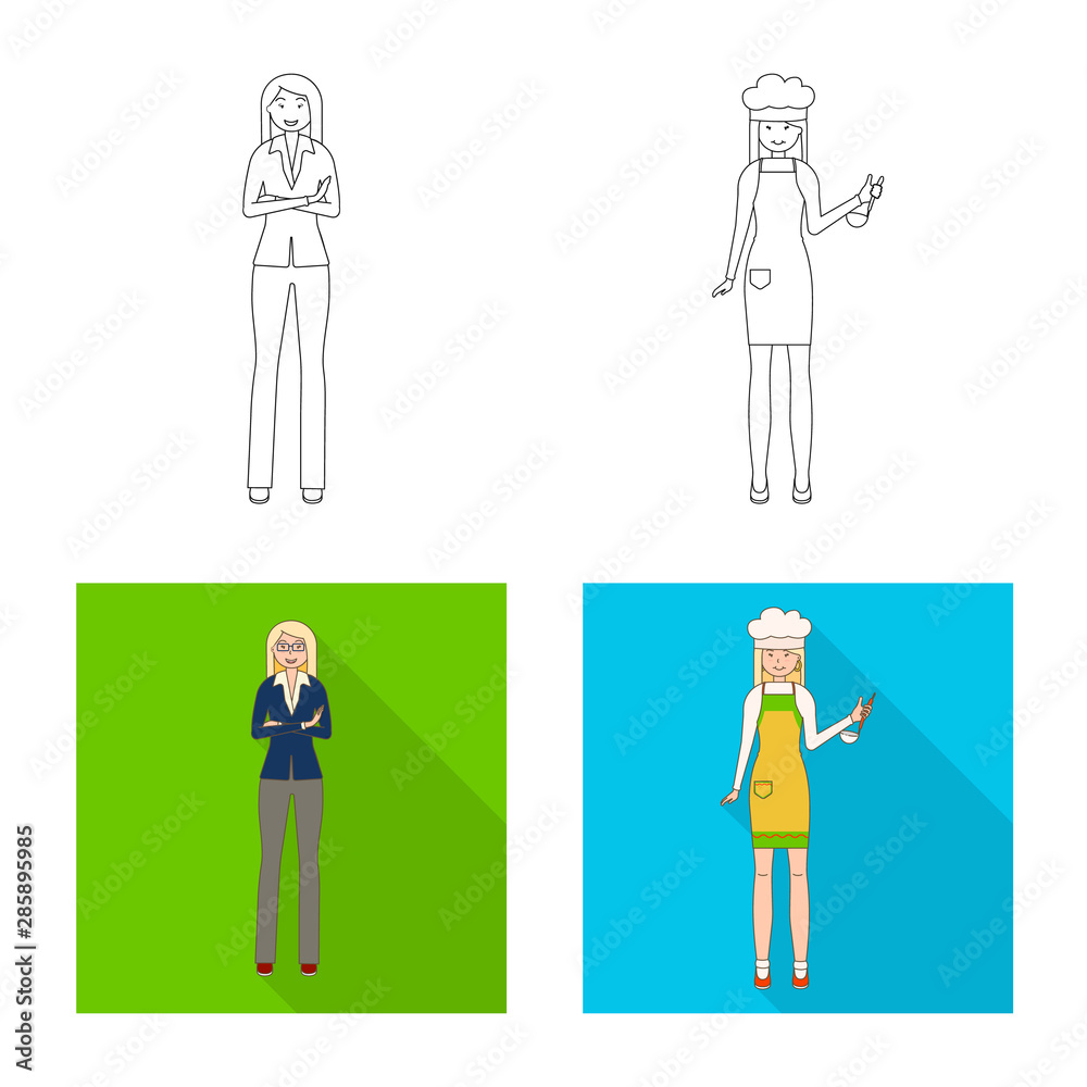 Vector design of posture and mood icon. Collection of posture and female stock symbol for web.