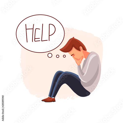 Desperate man. Businessman cries covering his face with his hands. The collapse in the market. Downtrend. Falling stock market. Vector.