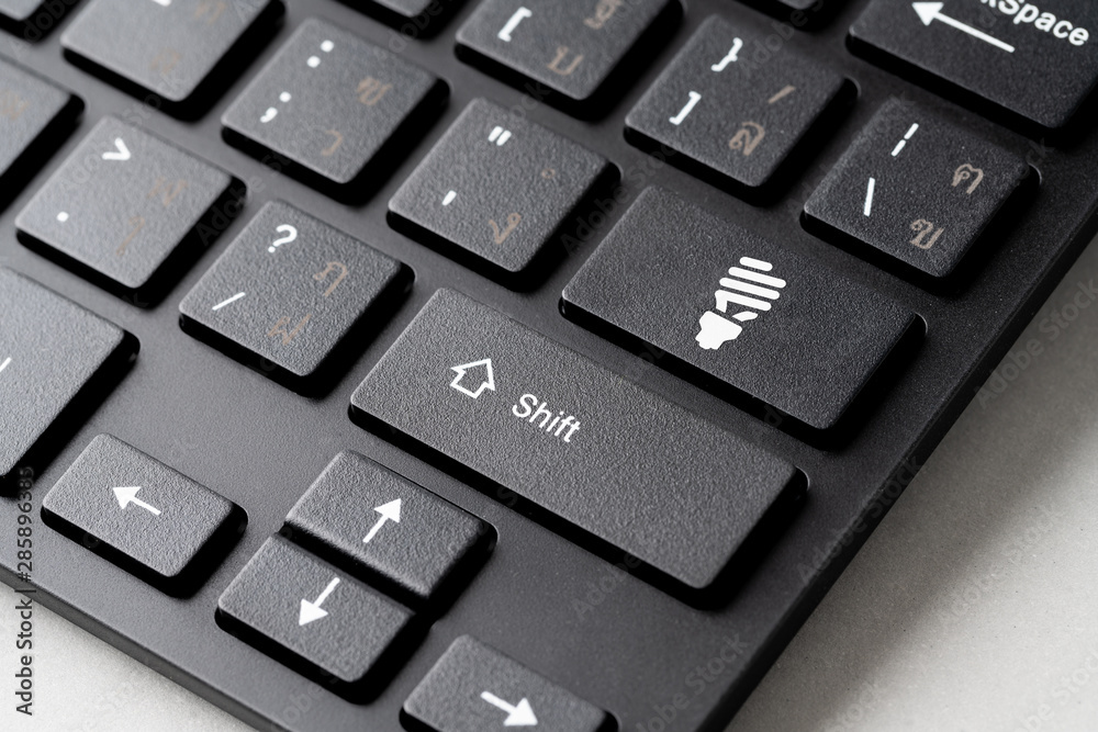 Recycle icon on computer keyboard for green and eco concept Recycle icon on computer keyboard for green and eco concept