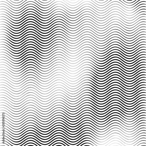 Monochrome wavy texture isolated on white background. Vector illustration