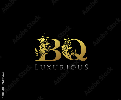Initial letter B and Q, BQ, Vintage decorative ornament emblem badge, overlapping monogram logo, classy letter logo icon.