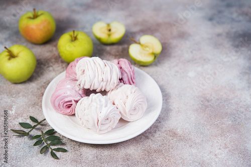 Wallpaper Mural Homemade Apple cider marshmallows for tea rests on the plate. Airy dessert of apples and berry puree. Torontodigital.ca