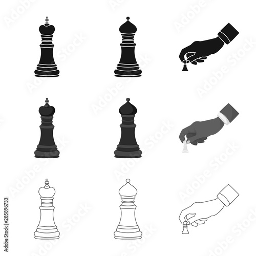 Vector design of checkmate and thin sign. Set of checkmate and target vector icon for stock.