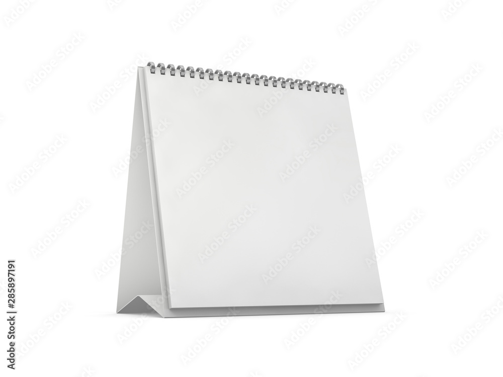 Empty square desk calendar on table. Mockup design concept. 3D Empty square desk calendar on table. Mockup design concept. 3D