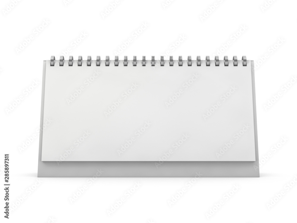 Empty horizontal desk calendar on table. Mockup design concept. 3D Empty horizontal desk calendar on table. Mockup design concept. 3D
