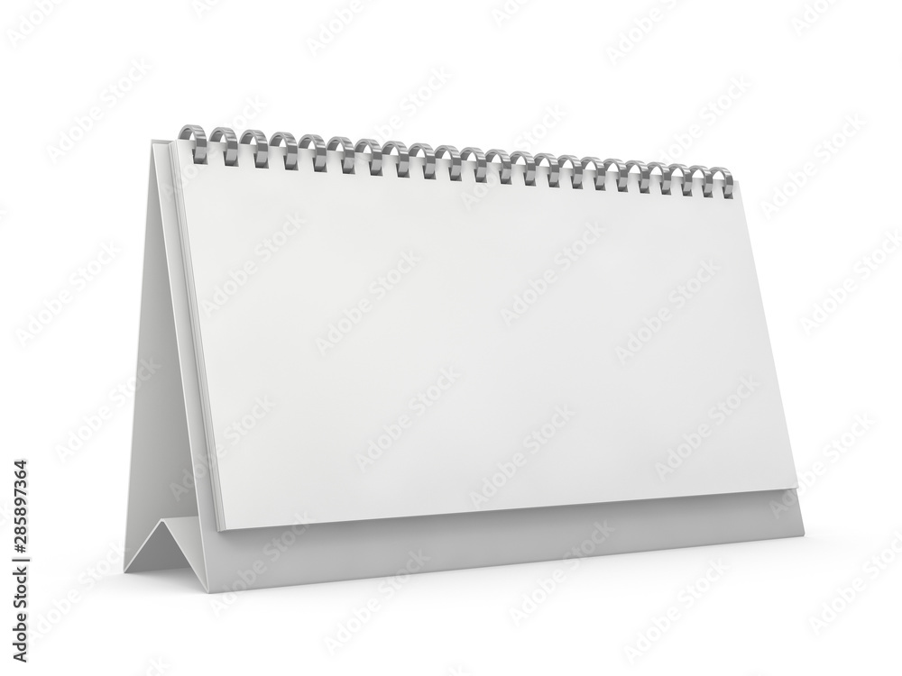 Empty horizontal desk calendar on table. Mockup design concept. 3D Empty horizontal desk calendar on table. Mockup design concept. 3D