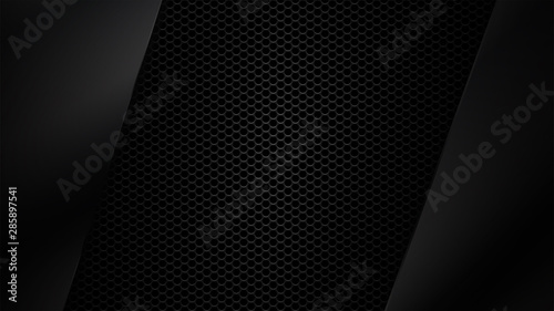 Black metal texture steel background. Perforated sheet metal.