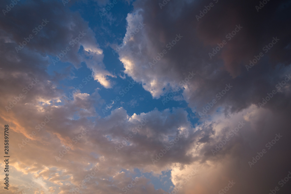 Evening sky with colorful rain clouds Evening sky with colorful rain clouds