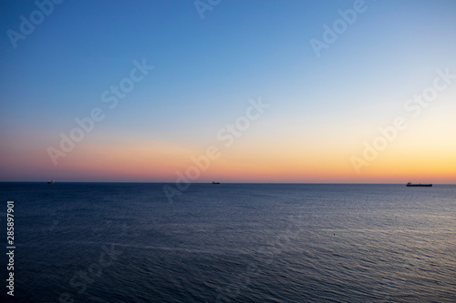 beautiful sunset and ship