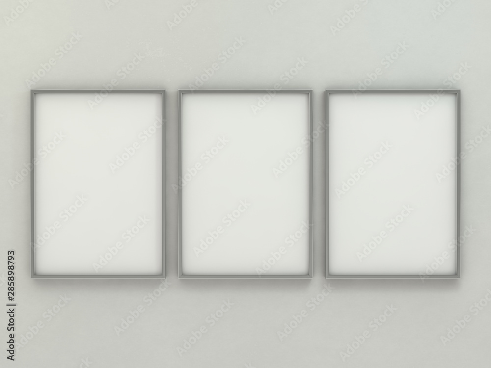 White blank photo vertical frame mockup over background. 3D White blank photo vertical frame mockup over background. 3D