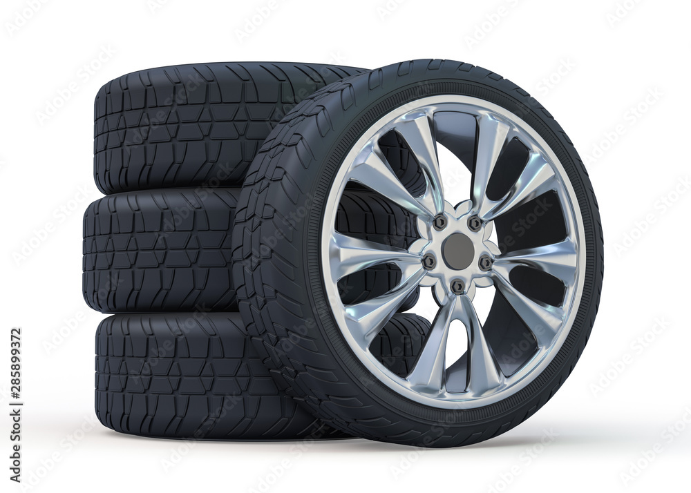Obraz premium Winter set tires with hard protector. 3D