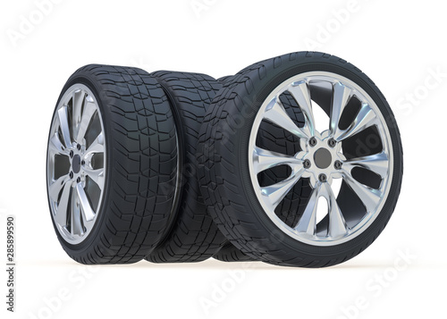 Winter set tires with hard protector. 3D © polesnoy