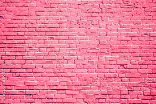 Brick wall red-pink color, copy space, brick texture, background