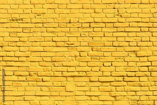 Fotótapéta Yellow brick wall, copy space, brick texture, background